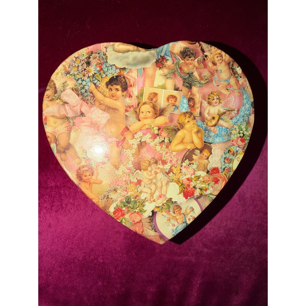 Vintage Victorian Style Heart Cherub Angel Rose Decorative Storage Keepsake Box